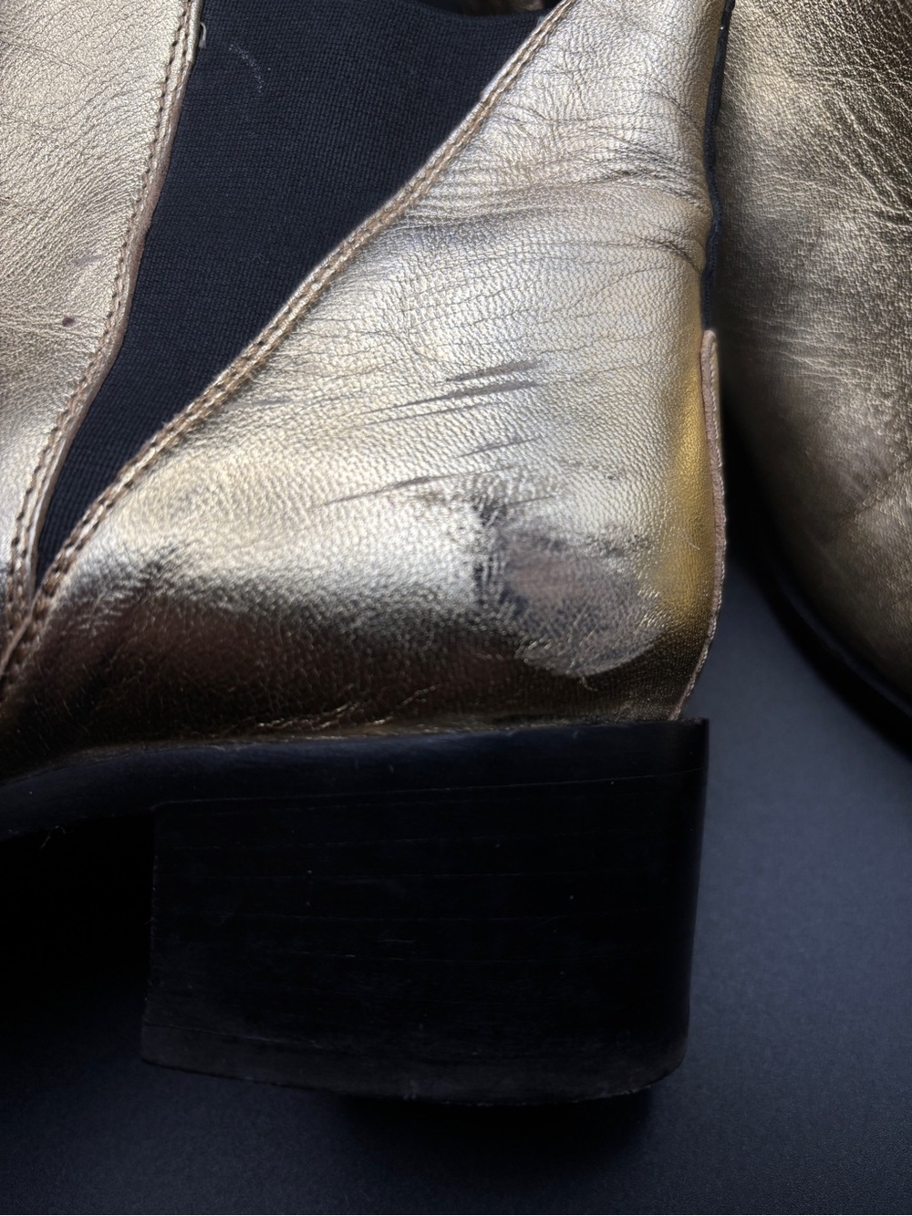 Acne Metallic Gold Pointed-Toe Chelsea Booties - Picture 8 of 10